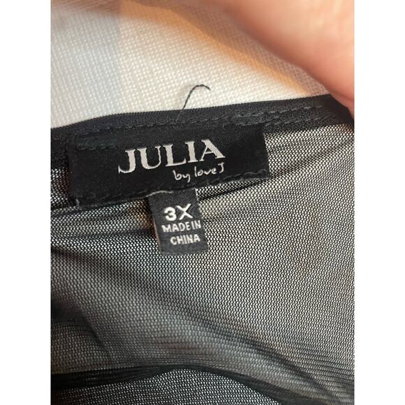 Women's Plus 3X Embellished Top Blouse Black Silver GUC Transparent - Picture 4 of 5